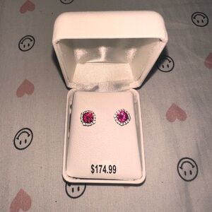 Sterling Silver Ruby sapphire earrings never worn brand new